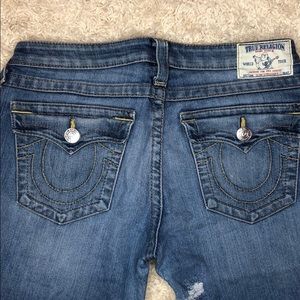 Light wash slim straight true religion jeans